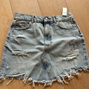 Distressed Denim Skirt
